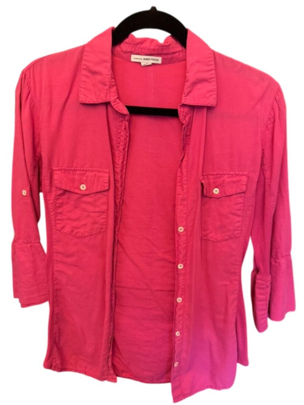 James Perse Sheer Side Slub Button-Up Shirt Size 3 Read Description